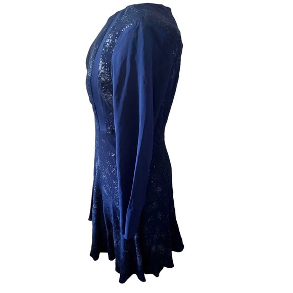 Rebecca Taylor Foil Silk Fit and Flare Dress 10 - Picture 6 of 9